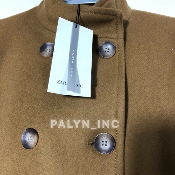 ❤️SOLD OUT ♥️ ZARA TOFFEE HIGH COLLAR BUTTONED COAT - Picture 7 of 8